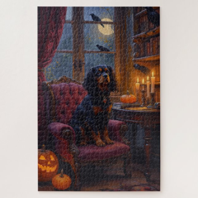 Quebra-cabeça Cavalier King Charles Spaniel Arte Gótico de Hallo (Vertical)