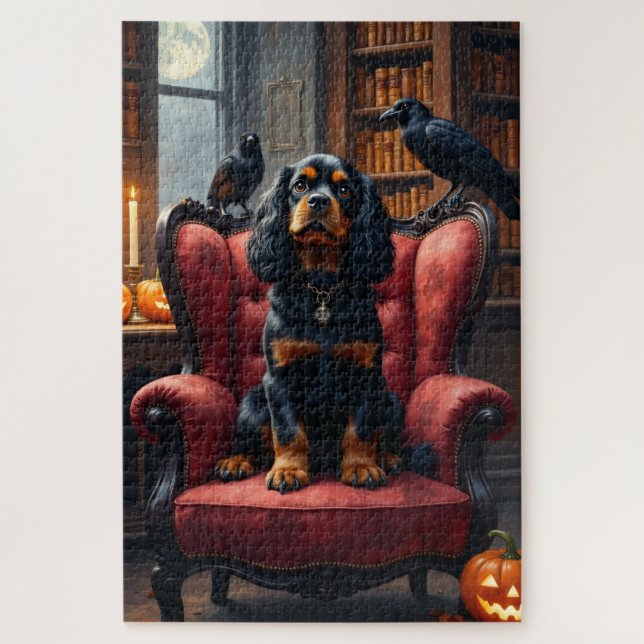 Quebra-cabeça Cavalier King Charles Spaniel Arte Gótico de Hallo (Vertical)