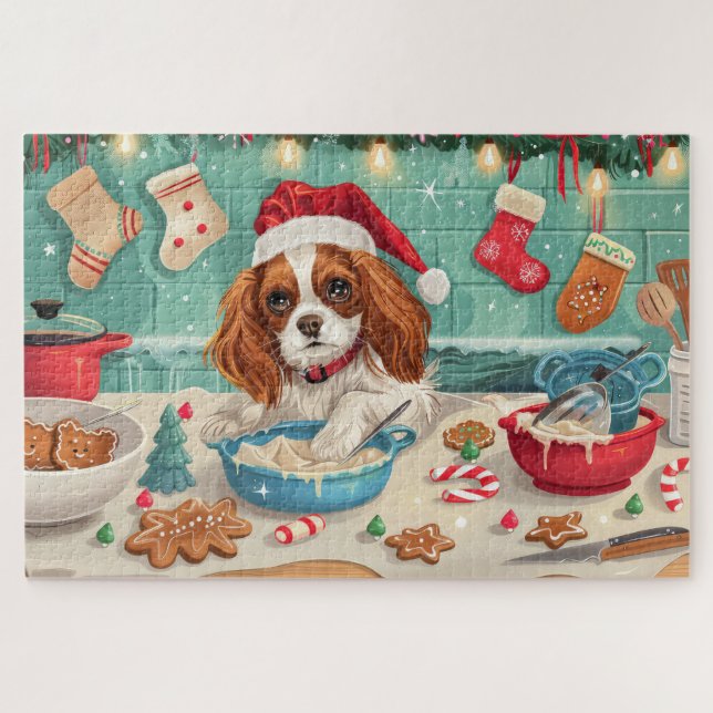 Quebra-cabeça Cavalier King Charles Spaniel Baking Christmas (Horizontal)