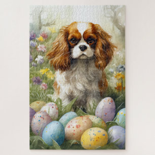 Quebra-cabeça Cavalier King Charles Spaniel com Ovos de Páscoa