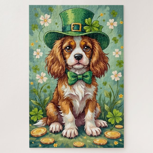 Quebra-cabeça Cavalier King Charles Spaniel Dia de São Patrício  (Vertical)