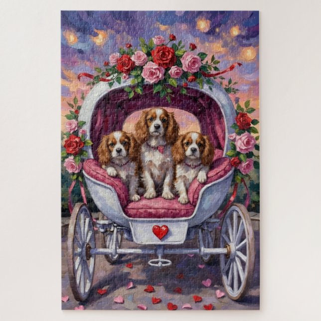 Quebra-cabeça Cavalier King Charles Spaniel Dog Valentine's Day (Vertical)