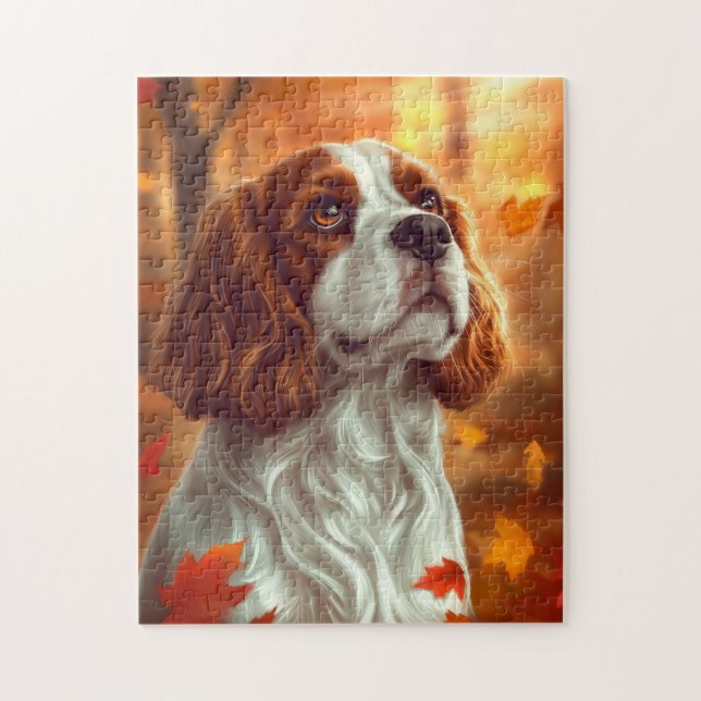Quebra-cabeça Cavalier King Charles Spaniel no outono (Vertical)