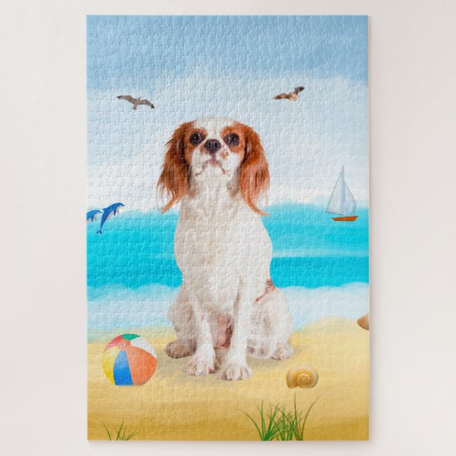 Quebra-cabeça Cavalier King Dog em Beach (Vertical)