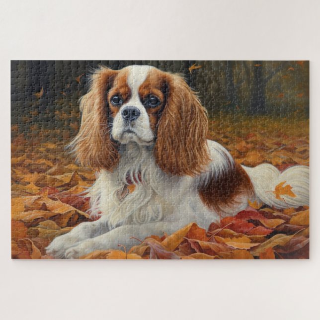 Quebra-cabeça Cavalier King no outono deixa cair inspiração (Horizontal)