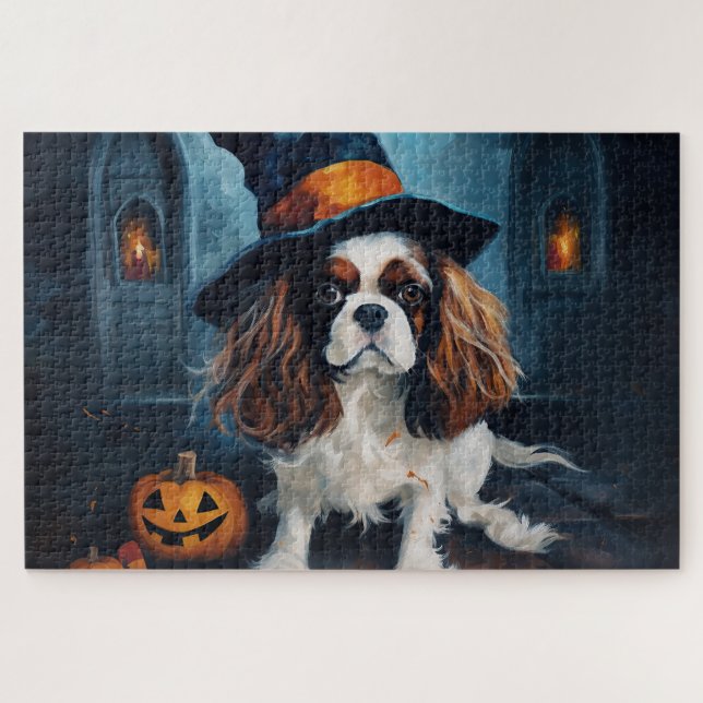 Quebra-cabeça Cavalier King Pumpkins Halloween Scary (Horizontal)