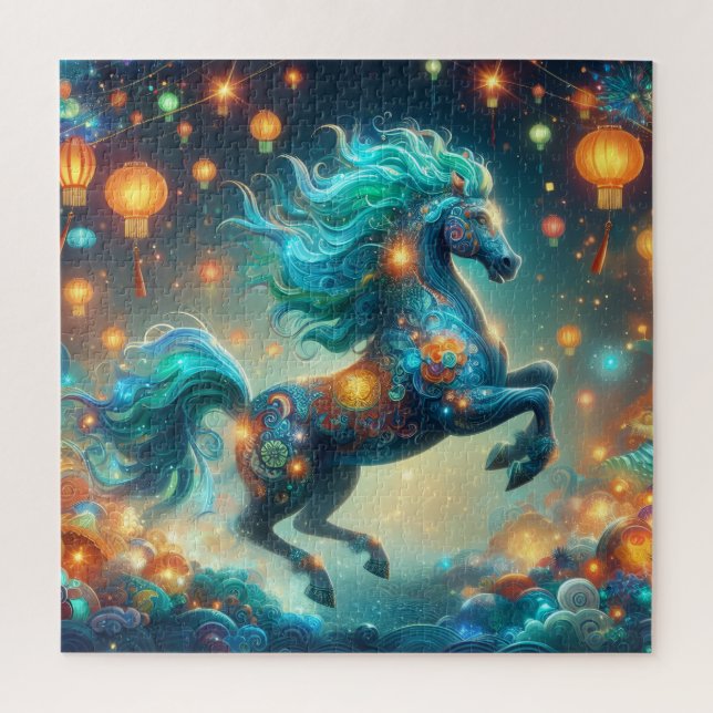 Quebra-cabeça Cavalo Azul Transformador (Vertical)