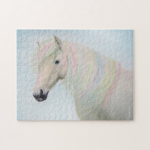 Quebra-cabeça Cavalo Branco com Cabelo Pastel