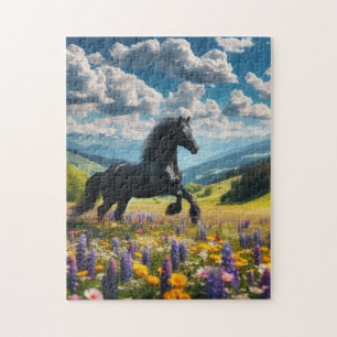 Quebra-cabeça Cavalo/cavalo macho da primavera floral