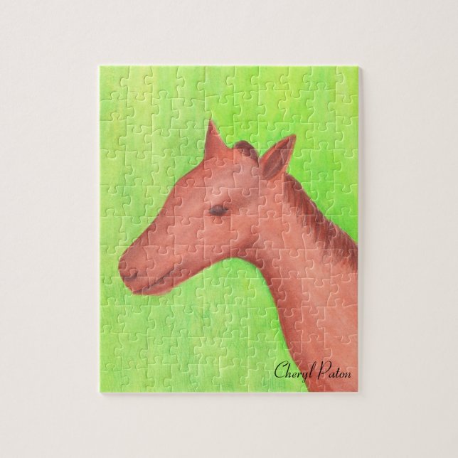 Quebra-cabeça Cavalo Colt Pony em Pintura em Aquarela, Quebra-ca (Vertical)
