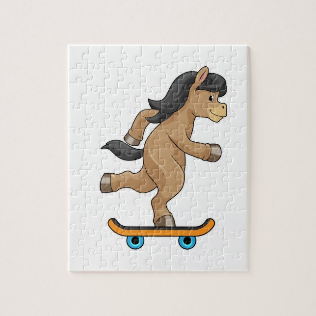 Quebra-cabeça Cavalo como Patinador com skate (Vertical)
