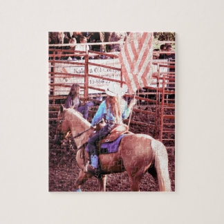 Quebra-cabeça Cavalo da bandeira americana do rodeio do Palomino