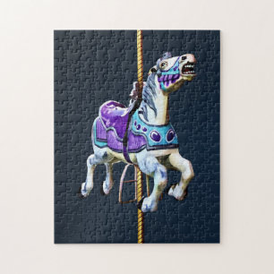 Quebra-cabeça Cavalo de Carrossel Vestido de Lavanda e Azul