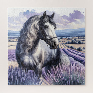 Quebra-cabeça Cavalo de Cinza bonito em Lavanda