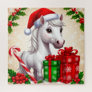 Quebra-cabeça Cavalo de desenho animado festivo com chapéu de Pa
