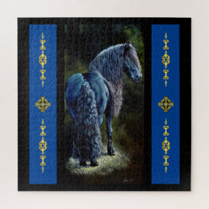 Quebra-cabeça Cavalo de garanhão frívio em holofote, pintura