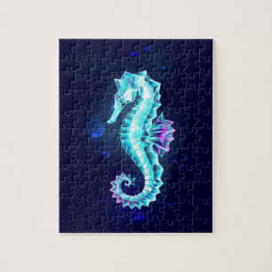 Quebra-cabeça Cavalo de Gelo Cristal em Fundo Azul