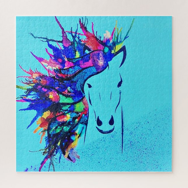 Quebra-cabeça Cavalo de Mídia Misto (Vertical)