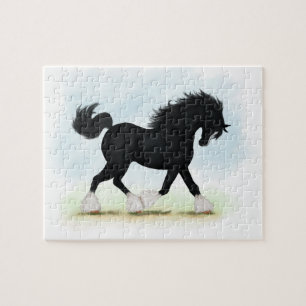 Quebra-cabeça Cavalo de Shire Negro com Blaze e Meias