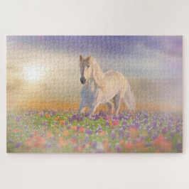 Quebra-cabeça Cavalo de sonho correndo pelas flores