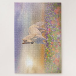 Quebra-cabeça Cavalo de sonho correndo pelas flores