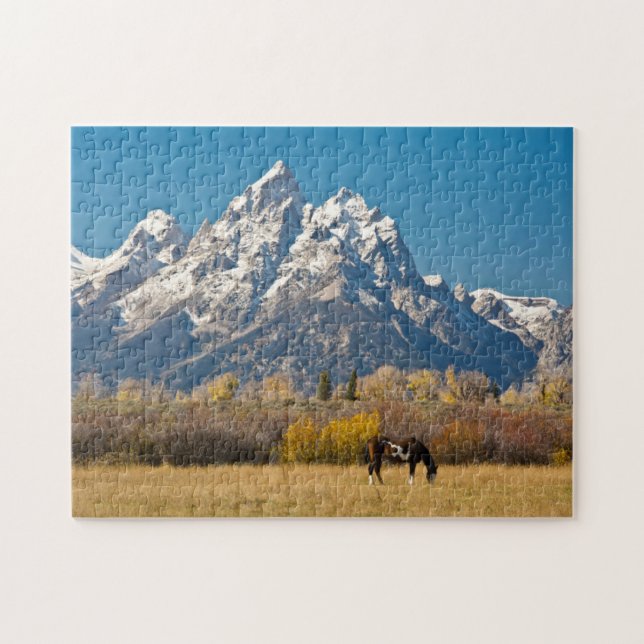 Quebra-cabeça Cavalo e Grand Tetons, Moose Head Ranch (Horizontal)