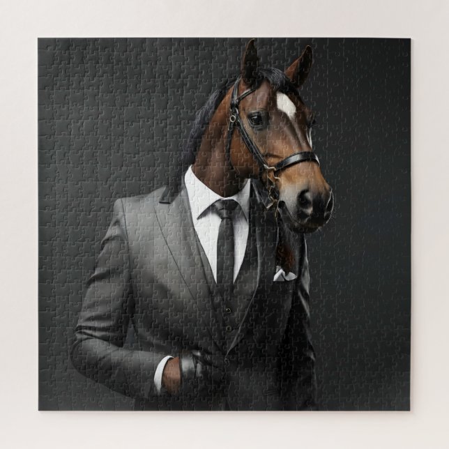 Quebra-cabeça Cavalo engraçado no terno (Vertical)