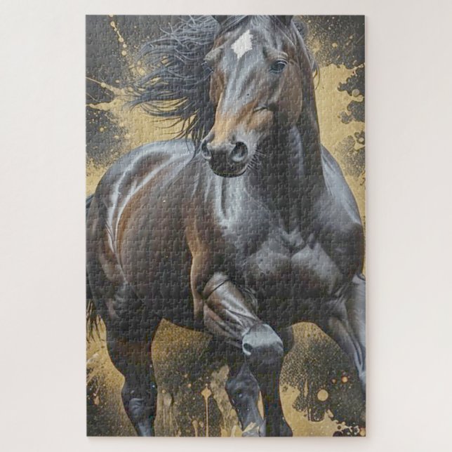 Quebra-cabeça cavalo escuro descolado (Vertical)