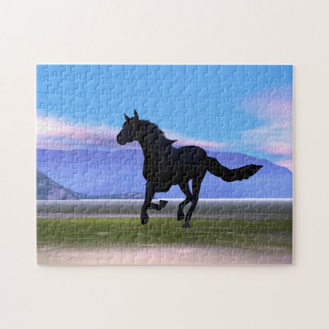 Quebra-cabeça Cavalo Galopante Negro (Horizontal)