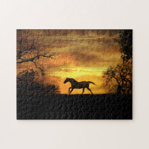 Quebra-cabeça Cavalo Galopante Selvagem em Desafio Sunset