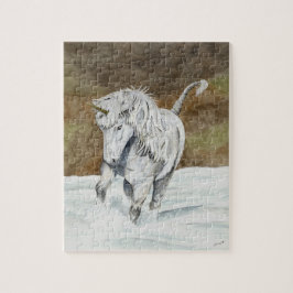 Quebra-cabeça Cavalo Islandês Unicórnio em Neve