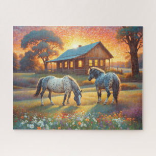 Quebra-cabeça Cavalo no Prado de Flores Silvestres da Fazenda