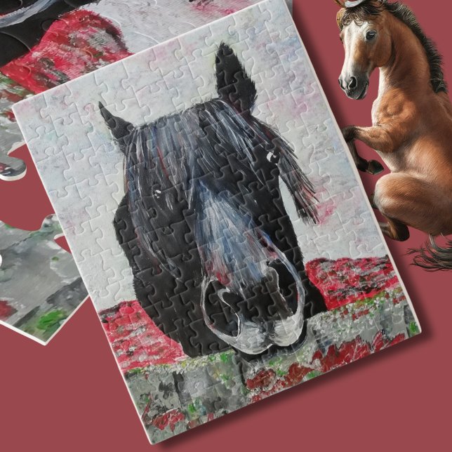 Quebra-cabeça Cavalo num cavaleiro de pintura equestre (Criador carregado)