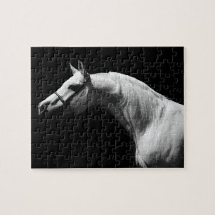 Quebra-cabeça Cavalo Preto e Branco - Arte Animal Criativa