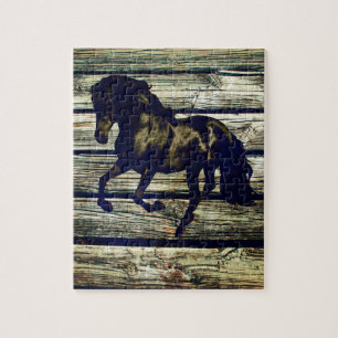 Quebra-cabeça Cavalo Preto Equestre Equestre de Madeira Equestre