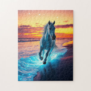 Quebra-cabeça Cavalo selvagem corre ao pôr do sol