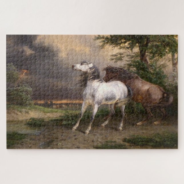 Quebra-cabeça Cavalos Assustados pela Tempestade (por Carle Vern (Horizontal)