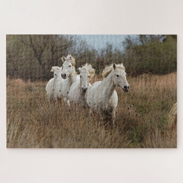 Quebra-cabeça Cavalos Camargue em corrida (Horizontal)