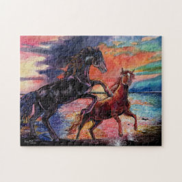 Quebra-cabeça Cavalos de Aquarelas do Céu Sem Fim