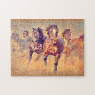 Quebra-cabeça Cavalos de Mustang Selvagens Embristam Arte de Aqu