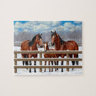 Quebra-cabeça Cavalos De Quarto De Baía Na Neve