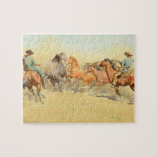 Quebra-cabeça Cavalos de Roping por Maynard Dixon (Horizontal)