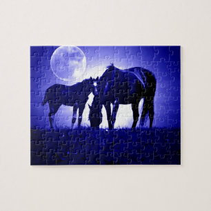 Quebra-cabeça Cavalos e Noite Azul