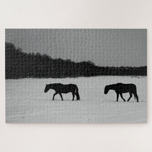 Quebra-cabeça Cavalos Na Neve 20x30 1014pc jpcna (Horizontal)