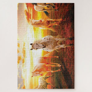 Quebra-cabeça Cavalos no travesseiro decorativo solar