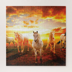 Quebra-cabeça Cavalos no travesseiro decorativo solar