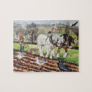Quebra-cabeça Cavalos pesados que Ploughing em março