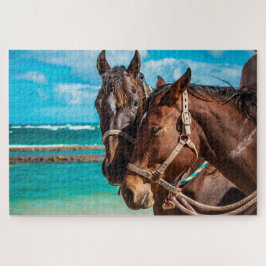 Quebra-cabeça Cavalos por uma praia tropical