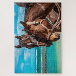 Quebra-cabeça Cavalos por uma praia tropical