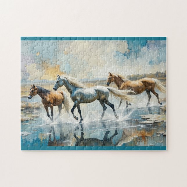 Quebra-cabeça Cavalos selvagens aquarela (Horizontal)